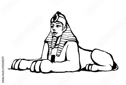 Egyptian sphinx. Vector pen drawing