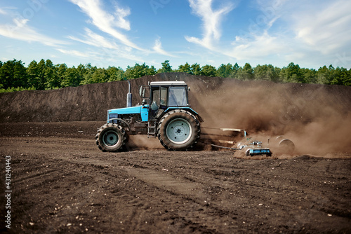 Peat production. Earth. Tractors The mechanisms.
