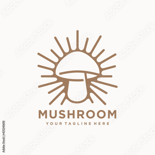 Mushroom Farming Logo vector simple modern agriculture organic food design template