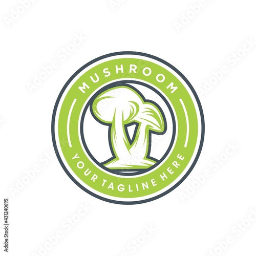 Mushroom Farming Logo vector simple modern agriculture organic food design template