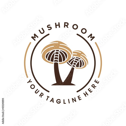 Mushroom Farming Logo vector simple modern agriculture organic food design template