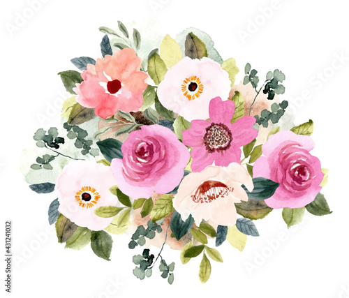 blush pink flower bouquet watercolor background