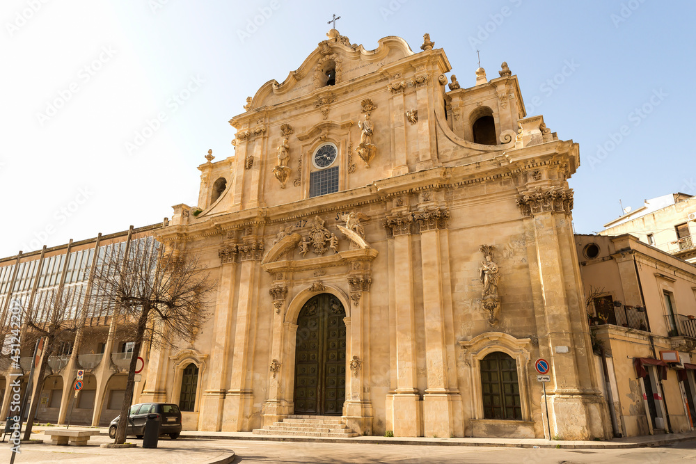 Architectural Sights of Saint Ignatius of Loyola Mother Church (Chiesa Madre di San Ignazio di Loyola) in Scicli, Province of Ragusa, Sicily - Italy.