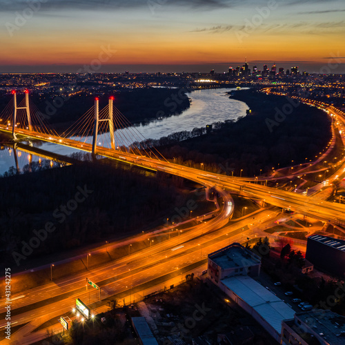 Siekierkowski Bridge just after sunset