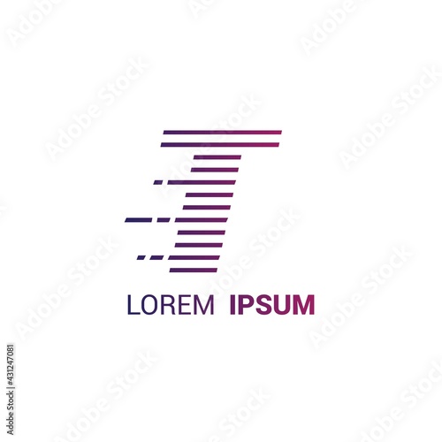 alphabet logo template with fast stripes lines purple gradient and hidden mesage © Sigit Stock Vector