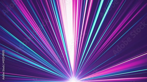 VJ Colorful Blue and Purple Light Beams. Glowing and flickering laser rays from bottom to top. Looped video.
