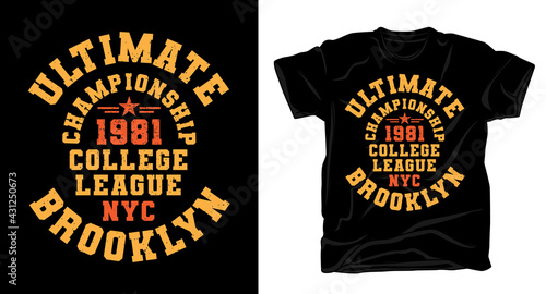 Ultimate championship college league varsity typography t-shirt