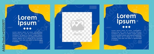 Set of editable modern square background template, modern social media post feed.