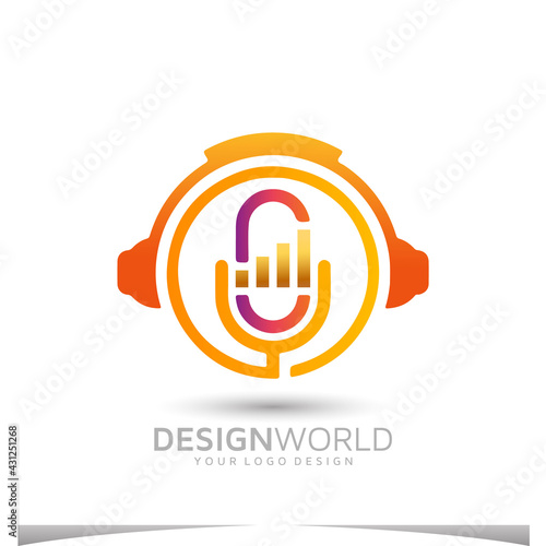 podcast finance vector logo design template.