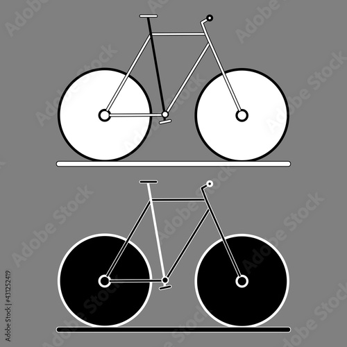 Simple bike logo icon black white outline