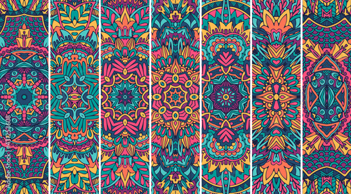 Ethnic geometric pattern bookmark psychedelic print.