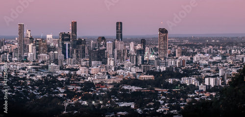 Brisbane City Queensland Australia Skyline Landscape at dusk. Wanderlust and Travel Concept.