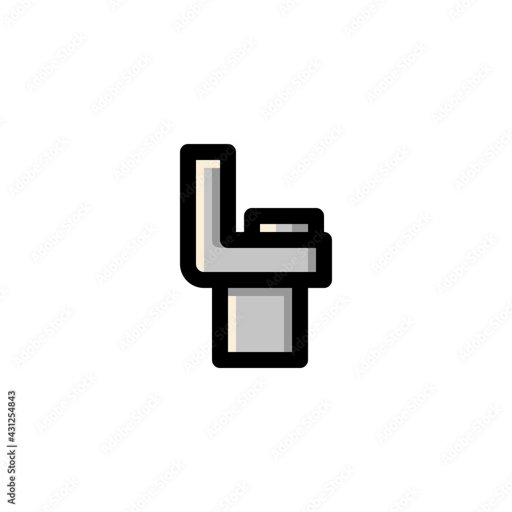 Toilet Interior Outline Icon Logo Vector Illustration. Toilet Interior Outline Icon Logo Vector Illustration.