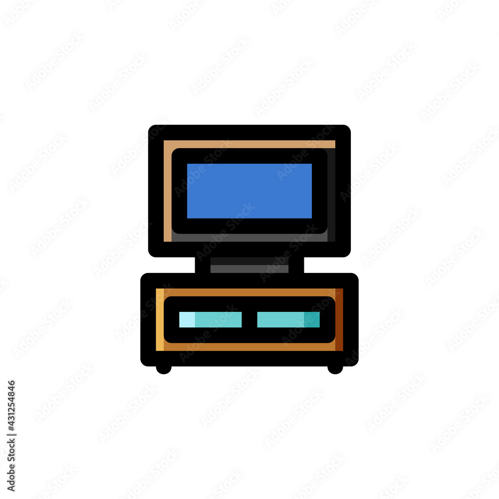 TV Table Interior Outline Icon Logo Vector Illustration. TV Table Interior Outline Icon Logo Vector Illustration.