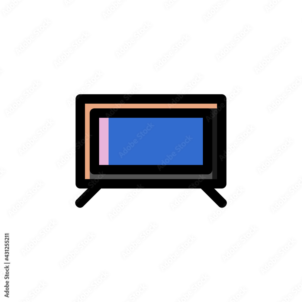 Television Technology Outline Icon Logo Vector Illustration.