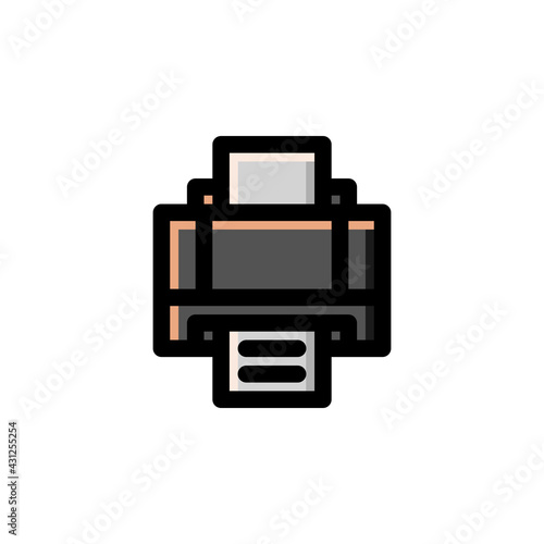 Printer Technology Outline Icon Logo Vector Illustration.