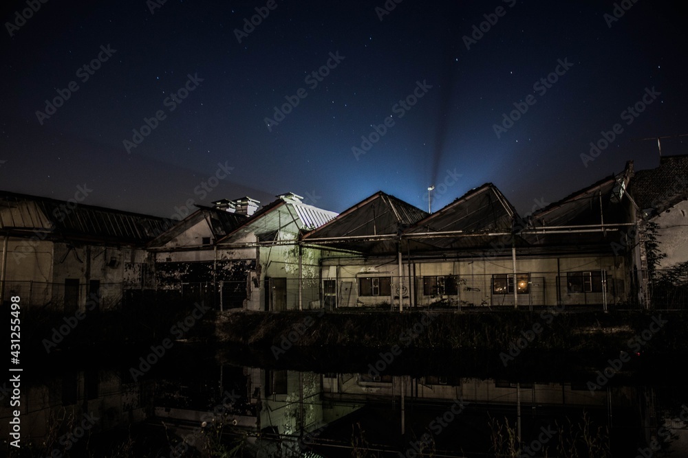 Fototapeta premium Night view of an abandoned factory