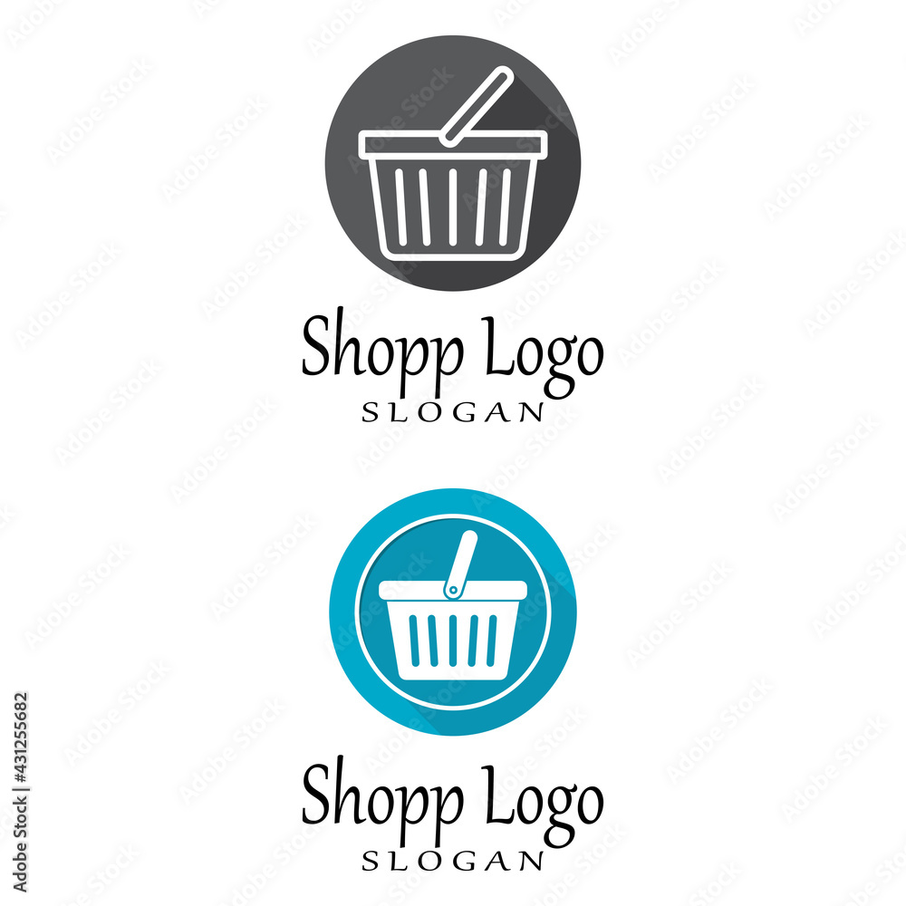 Basket store and Shopping Cart Logo vector Template Illustration Design Basket store and Shopping Cart Logo vector Template Illustration Design