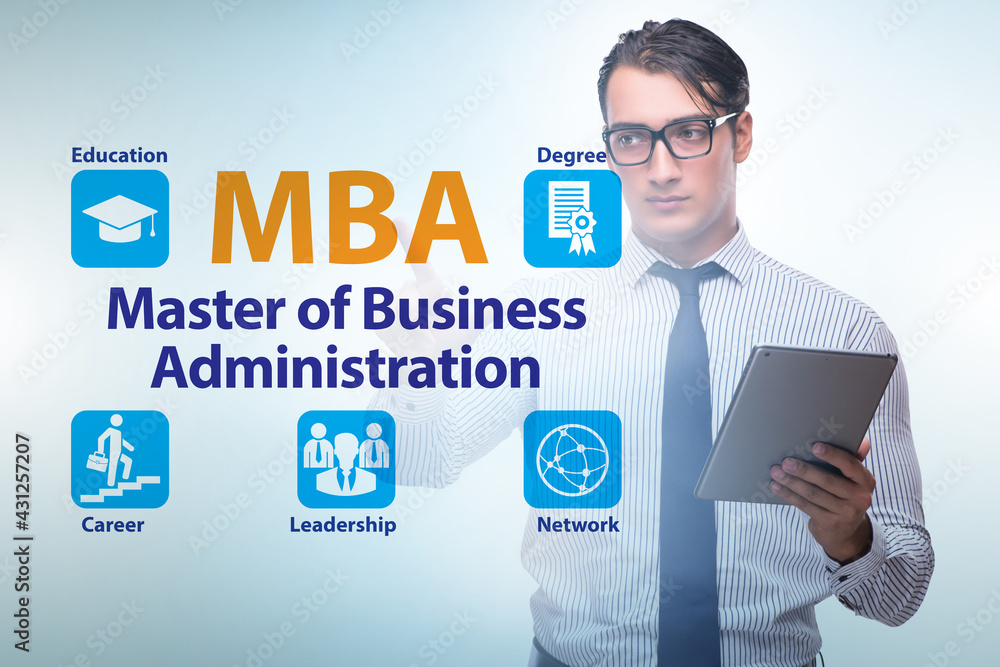 Businessman in Master of business administration concept Businessman in Master of business administration concept