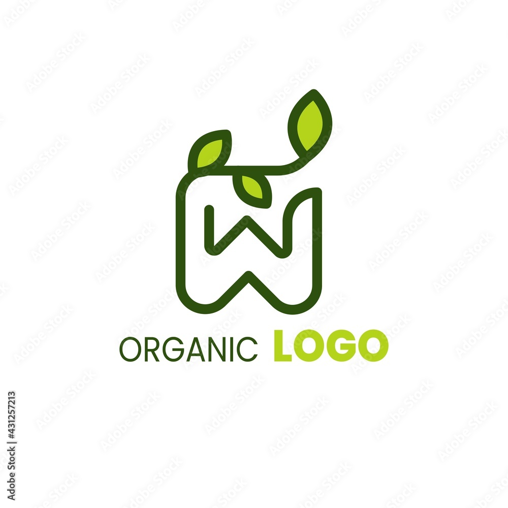 alphabet capital logo. Creative design concept green color with organic plant alphabet capital logo. Creative design concept green color with organic plant