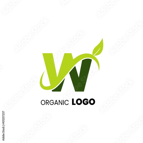 alphabet capital logo. Creative design concept green color with organic plant