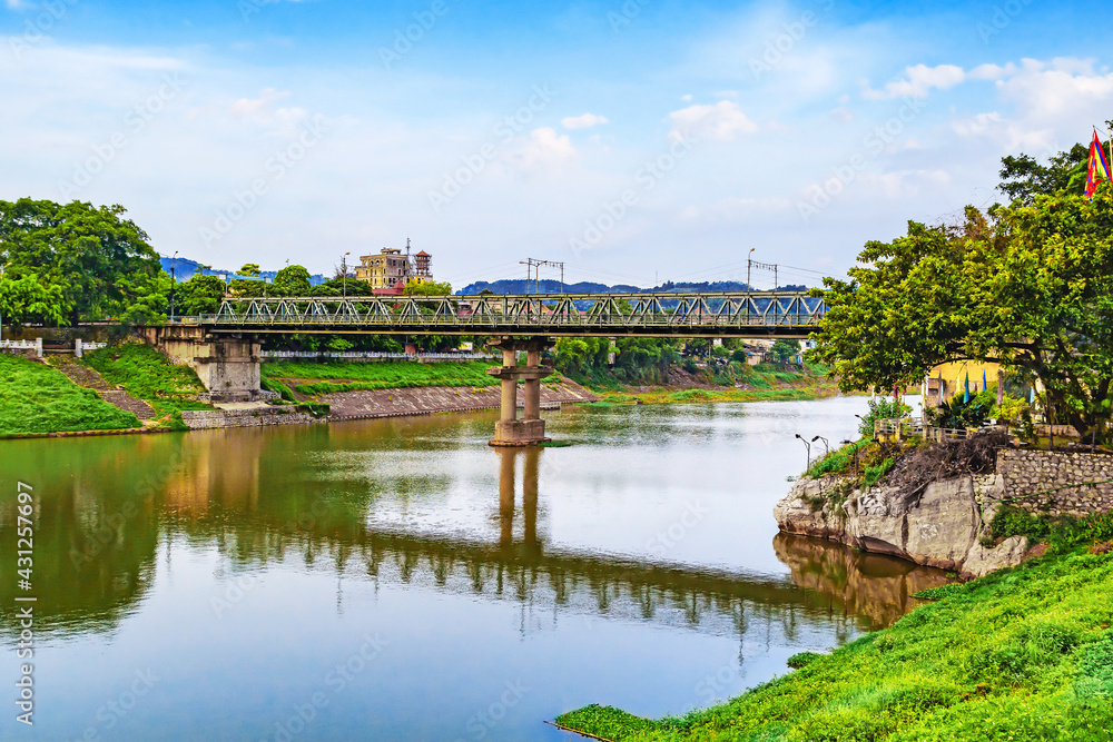 Ky Lua Bridge spans Ky Cung River in Lang Son City, Vietnam ...