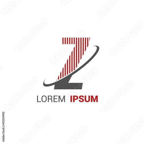 alphabet logo template with red stripes lines and swoosh orbit ring