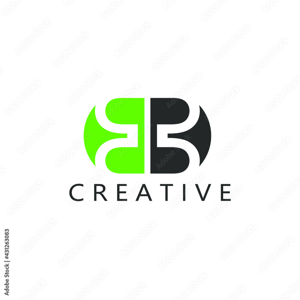 abstract two B letter logos in green and black color box abstract two B letter logos in green and black color box