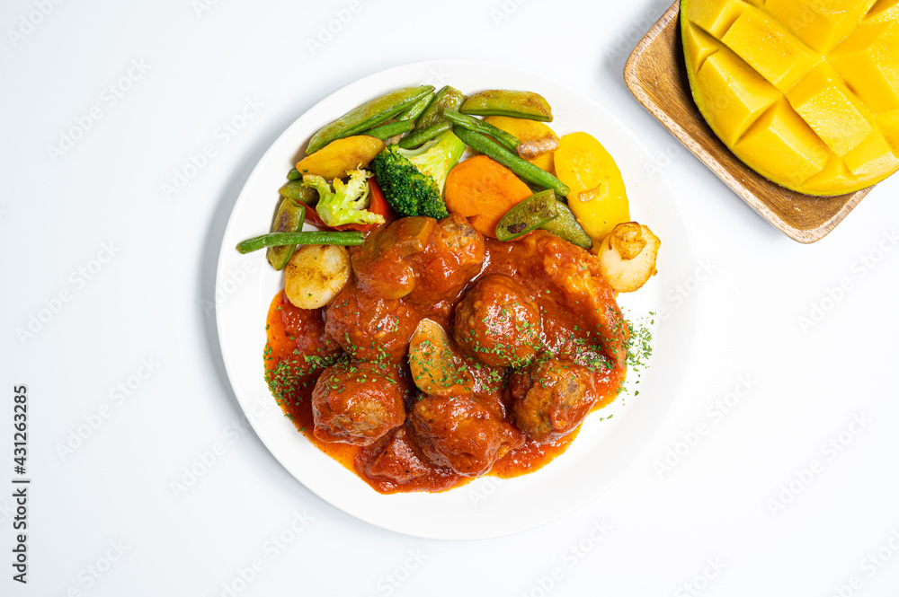 delicious meat balls with vegetables delicious meat balls with vegetables