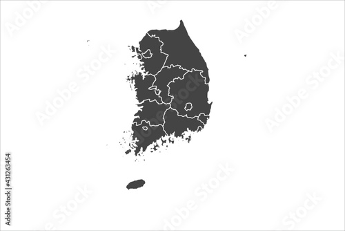 South Korea Map black Color on White Backgound 