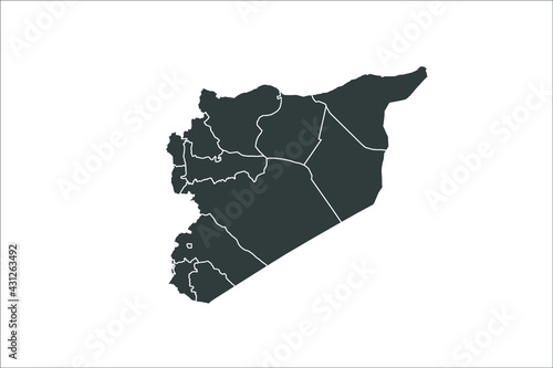 Syria Map black Color on White Backgound 