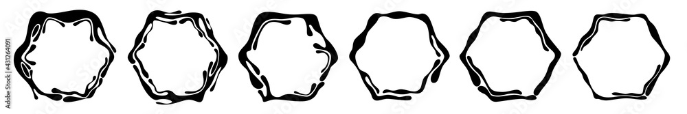 A set of six frames in the form of geometric shapes. Hexagon. A frame for various purposes. A set of six frames in the form of geometric shapes. Hexagon. A frame for various purposes.