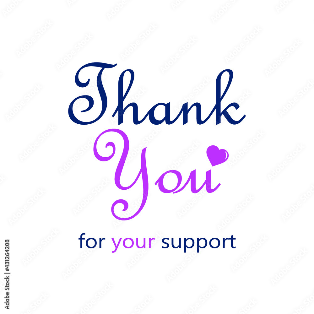 sentence thank you for your support in blue and pink sentence thank you for your support in blue and pink