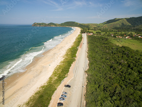 Deserted beach. Beautiful sunny coast view. Jacon   beach  Rio de Janeiro state  Brazil.