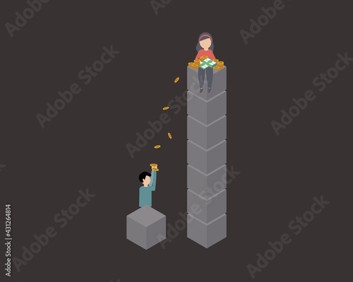 Economic disparity or differences in income that show the imbalance gap of rich and poor