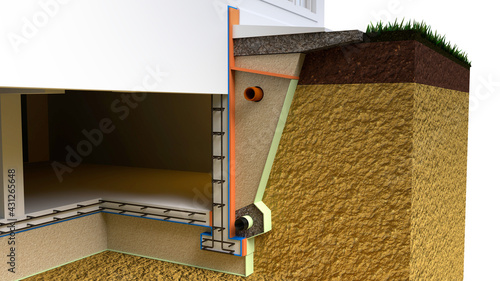 Vászonkép house basement drain pipe. design industrial 3D rendering