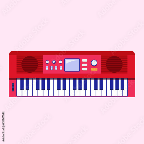 large ditigal piano vector isolated modern flat design