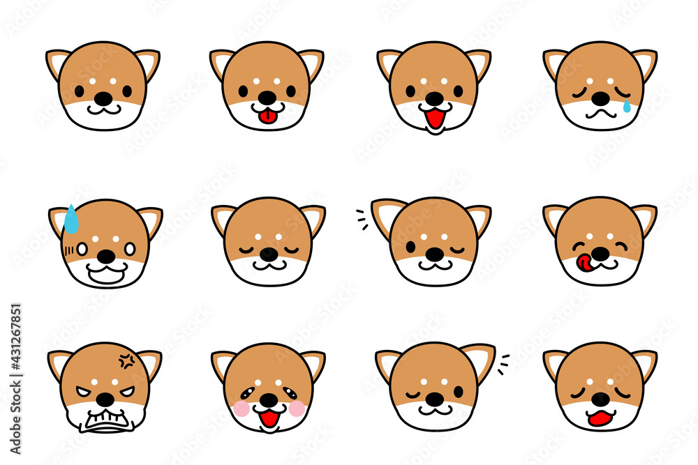 柴犬 イラスト かわいい 表情 セット 柴犬 イラスト かわいい 表情 セット