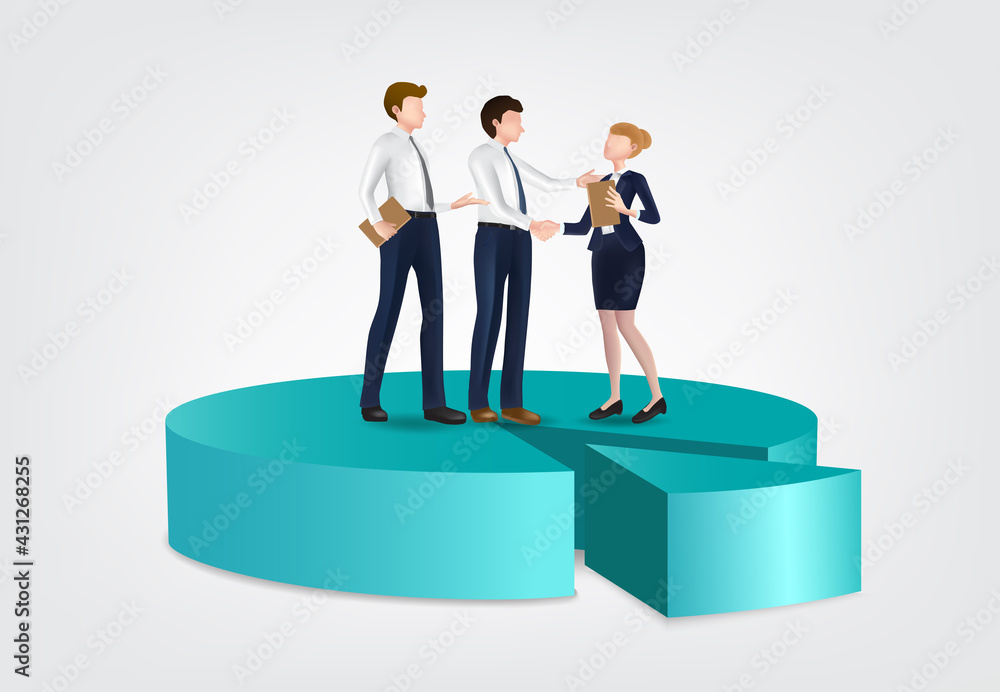 Two men are negotiating business with a young woman for vector business concept design,vector 3d isolated Two men are negotiating business with a young woman for vector business concept design,vector 3d isolated