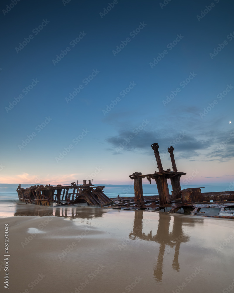 Wreck of the steam ship SS Maheno on the beach