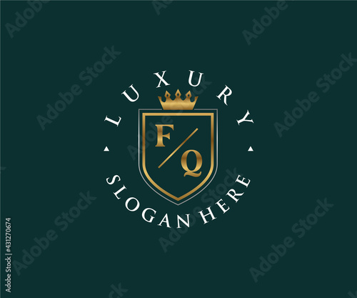 Cuadro en lienzo Initial FQF Letter Royal Luxury Logo template in vector art for Restaurant, Royalty, Boutique, Cafe, Hotel, Heraldic, Jewelry, Fashion and other vector illustration