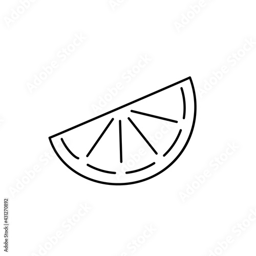 Slice of Citrus - lemon, lime, orange and grapefruit, black isolated on white background. Outline, sign symbol. Vector icon for web design