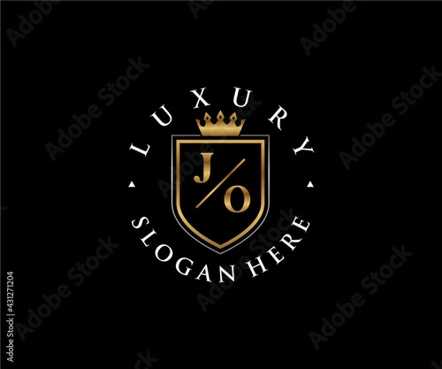 Initial JO Letter Royal Luxury Logo template in vector art for Restaurant, Royalty, Boutique, Cafe, Hotel, Heraldic, Jewelry, Fashion and other vector illustration.