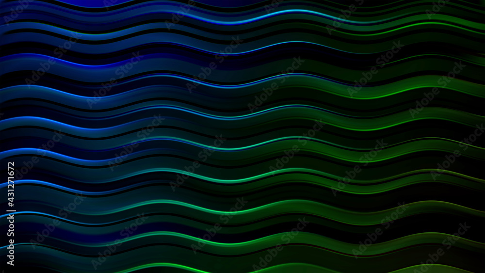 Fototapeta premium Black emerald neon wave striped abstract business background.