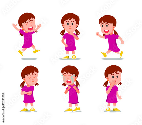 a little girl with various expressions