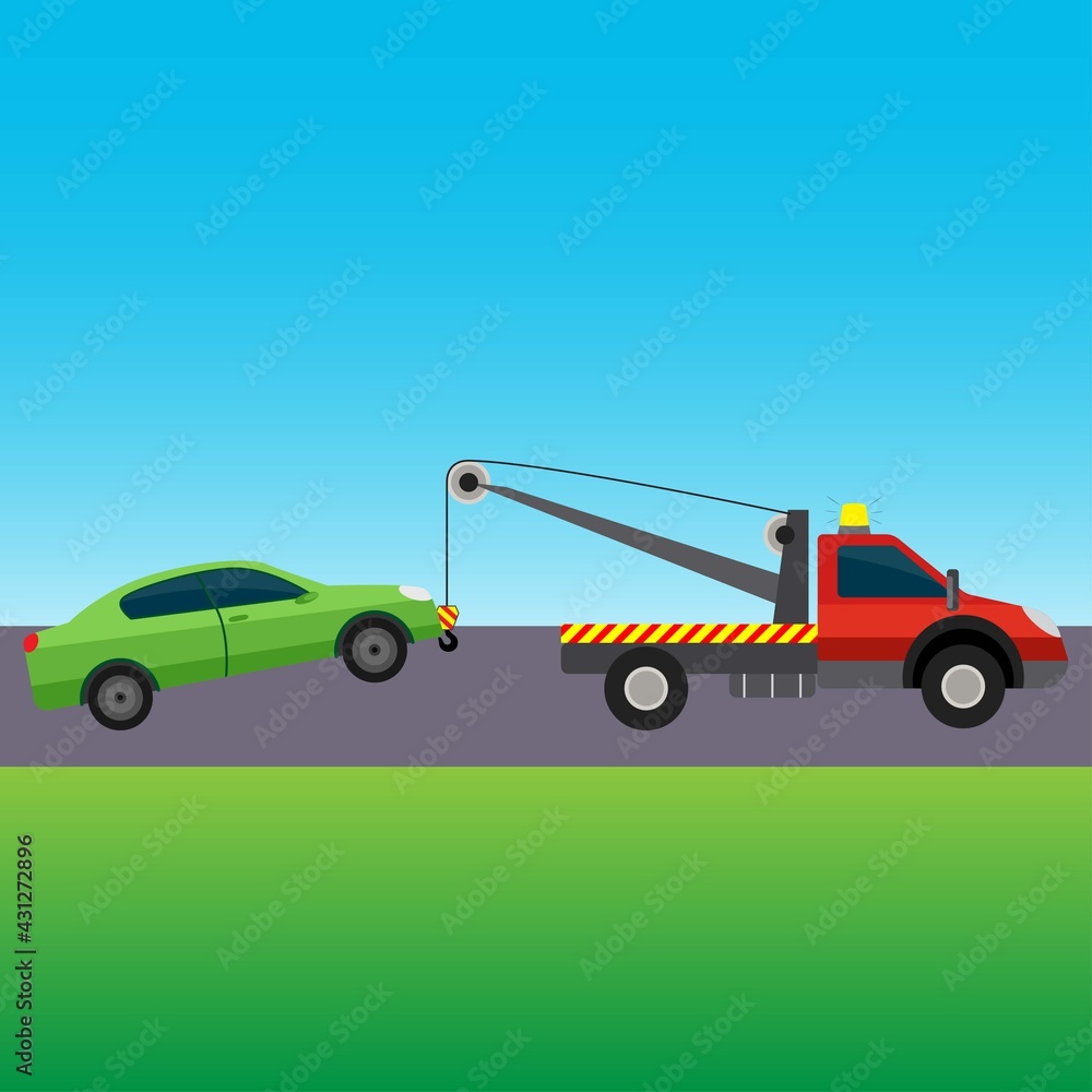 Tow truck lifting a car