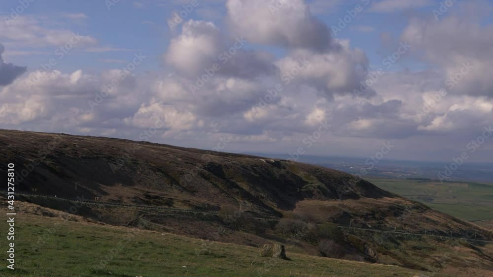 Moorland and fields in Yorkshire landscape in Peak District Moorland and fields in Yorkshire landscape in Peak District