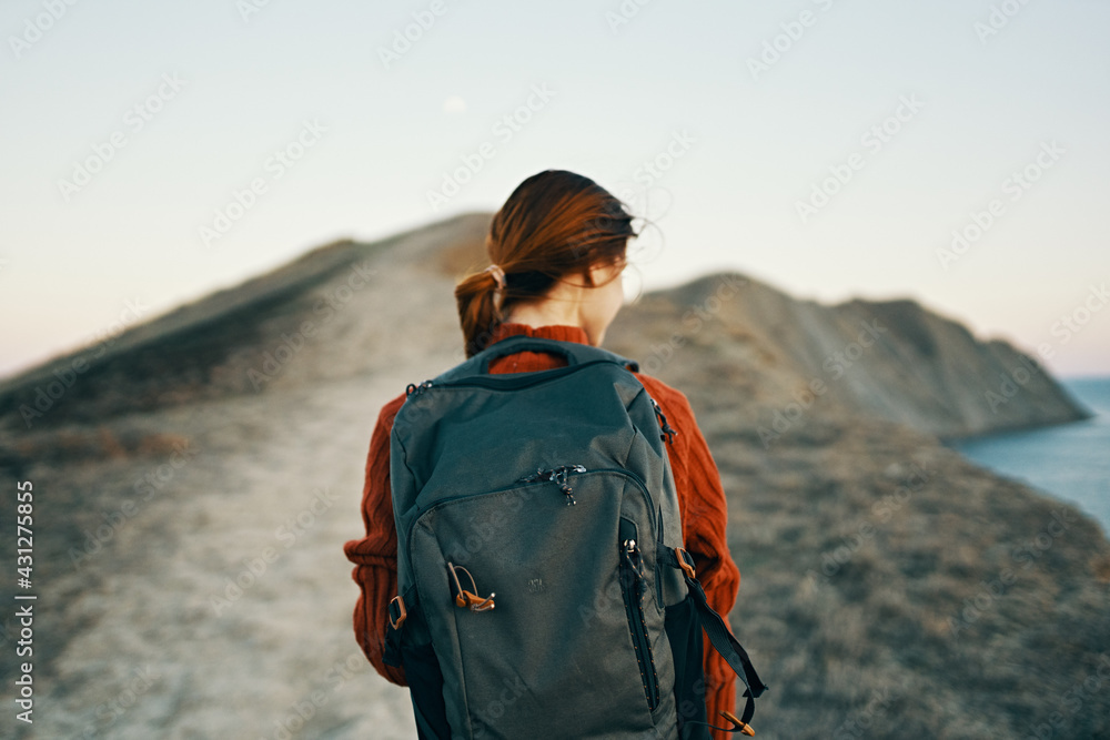 woman hiker in the mountains outdoors adventure backpack trail model woman hiker in the mountains outdoors adventure backpack trail model