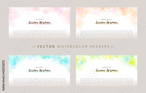 Colorful title Ornaments. watercolor vector background set