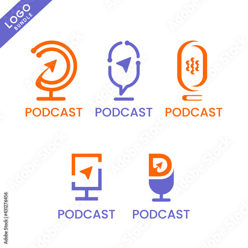 Adventure themed podcast logo, a simple logo with more shape variants